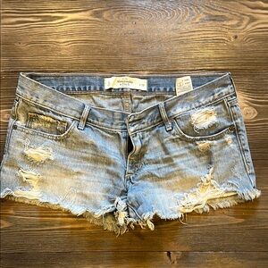 Abercrombie & Fitch Blue Distressed Jean Shorts